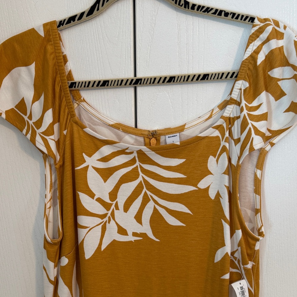 Old Navy Mustard Yellow Floral Scoop Neck Midi Dress Large NWT 2/$20 - Picture 6 of 9